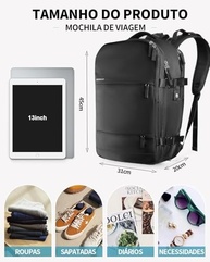 Mochila para Laptop 15,6" com Porta USB, Aprovada para Avião, Leve e Resistente, Ideal para Faculdade, Trabalho, Negócios e Viagem, Mochila Unissex, Com Compartimentos, Preto - imagem 3