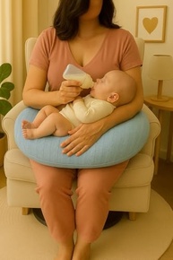Almofada de Amamentação em Tricot Azul - Conforto Ergonômico e Maciez para Mães Modernas - imagem 4