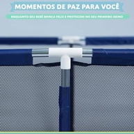 Cercadinho Portátil com Cesta de Basquete Azul Marinho - Tela de Malha Resistente - imagem 5