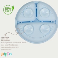 Prato de Silicone com Ventosa para Bebê - Seguro, Antiderrapante e Livre de BPA | Pippo Azul - imagem 4