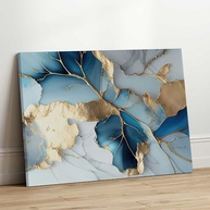 Quadro Decorativo Abstrato Azul Mármore 130x90cm - Transforme seu Espaço com Arte Moderna - imagem 4