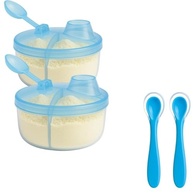 Kit Pote Leite em Pó Bebê com 3 Divisórias + Colheres Silicone - Azul Bebê - imagem 2