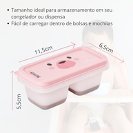 Pote de Papinha para Congelar com 2 Compartimentos 150ml - Rosa Azul BPA Free - imagem 3