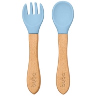 Kit Talheres em Silicone e Bambu Azul - Seguro, Ecológico e Ideal para Crianças - imagem 1