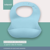 Babador de Silicone Life NT-23 para Bebê Azul, Fecho com Botão, Livre de BPA, Grau Alimentício, Ideal para Crianças e Bebês - imagem 3