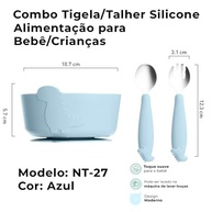 Combo Tigela e Talher Silicone Azul HOMELIFE NT-27 - Seguro, Livre de BPA, Ideal para Bebês - imagem 3