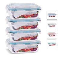 House Organizer - 4 Potes de Vidro Retangular com Tampa Hermética 640ml Azul - imagem 1