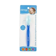 Colher Silicone Ergonômica Azul para Bebês - Clingo Termo Colors - imagem 3