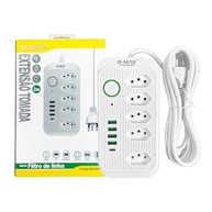 Régua de Tomada com Filtro de Linha B-Max: 5 Tomadas + 4 USB + 1 USB-C (2m, Bivolt, Branco) - imagem 3