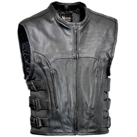 Xelement B95085 Colete masculino de couro preto para motociclista - alça lateral ajustável tripla avançada - imagem 1