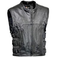 Xelement B95085 Colete masculino de couro preto para motociclista - alça lateral ajustável tripla avançada - imagem 2