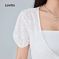 Lovito Blusa Casual com Estampa Geométrica e Gravata Babada - imagem 2