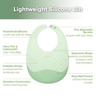 haakaa Babador de bolso de silicone leve – Babadores de silicone de viagem ultraleves e dobráveis com bolso coletor de comida profunda, design ajustável à prova d'água, essenciais para alimentação de - imagem 5