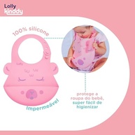 Lolly Babador de Silicone Rosa com Pega Migalhas - Seguro, Impermeável e Fácil de Limpar - imagem 4