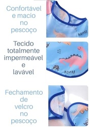Babador Manga Longa Impermeável com Cata-Migalhas - Ursinhos Branco e Cinza | Proteção Confortável e Estilosa para Bebês - imagem 3