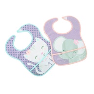 Babador Impermeável com Bolso para Bebê - Kit 2 Unidades Estampadas Gato e Elefante | Clingo - imagem 1
