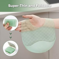 haakaa Babador de bolso de silicone leve – Babadores de silicone de viagem ultraleves e dobráveis com bolso coletor de comida profunda, design ajustável à prova d'água, essenciais para alimentação de - imagem 4
