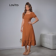 Vestido Lovito: Elegância em Jacquard com Babados - imagem 2