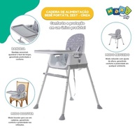 Cadeira de Alimentação Bebê 3 em 1 Portátil Zest Cinza - Maxi Baby - imagem 3