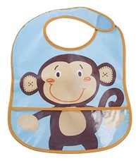 Girotondo Baby Babador Amigo Macaco Azul - Impermeável com Bolso Frontal e Ajuste Colante - imagem 2
