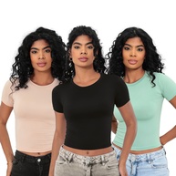 Baby Tee Feminina: Kit 3 Slim Fit e Conforto - imagem 1