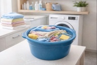 Bacia Redonda 35L Azul em Polipropileno Resistente - Multiuso para Limpeza e Organização - imagem 5