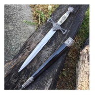 Adaga Medieval Templária Decorativa com Bainha - 35cm, Acabamento em Prata Envelhecida - imagem 4