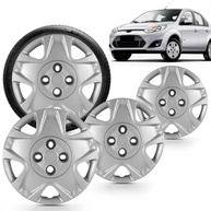 Kit 4 Calotas Aro 14 Fiesta Hatch Sedan 2011-2012 Prata Grid - Cubo Baixo - imagem 2
