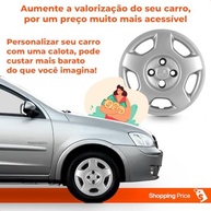 Kit 4 Calotas Corsa Hatch Sedan 2004 Prata Aro 14 Grid Cubo Baixo - imagem 5