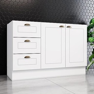 Balcão 2 Portas 3 Gavetas 120cm Emily Henn Branco - Design Moderno com Amortecimento - imagem 3