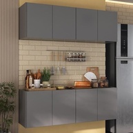 Kit Armário de Cozinha com Balcão 4 Portas – Design Moderno Grafite Multimóveis - imagem 3