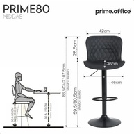 Kit 3 Banquetas Giratórias Pretas para Cozinha Americana e Balcão com Encosto Ergonômico e Costura Diamantada - imagem 4