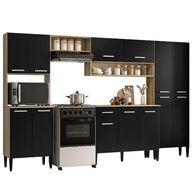 Cozinha Completa Arizona Plus com Armário e Balcão Carraro - Design Moderno em Carvalho/Preto - imagem 4