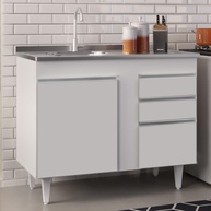 Balcão de Cozinha 100cm: Pia Inox + Lumil Luziania - imagem 1
