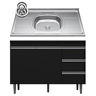 Balcão de Cozinha 120cm Andréia: Preto e Funcional - imagem 1