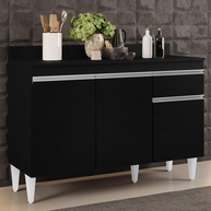Balcão de Cozinha 120cm Arizona: Preto e Funcional! - imagem 1