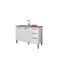 Balcão de Cozinha 120cm Branco com 3 Portas e 2 Gavetas - imagem 1