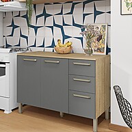 Balcão de Cozinha 120cm: Freijó/Gris Versalhes - imagem 1