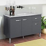 Balcão de Cozinha 120cm Gabriela: Pia Inox + Muito Espaço! - imagem 1