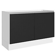 Balcão de Cozinha 120cm: MDF, 2 Portas (Branco/Preto) - imagem 1