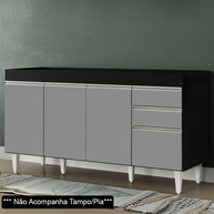 Balcão de Cozinha 150cm: Preto/Cinza Marrocos - imagem 1