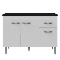 Balcão de Cozinha Gabriela 120cm: Branco e Preto! - imagem 1