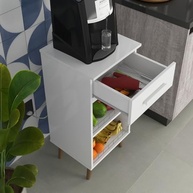 Balcão Fruteira com Suporte para Galão de Água - Armário Fenix com Pés Palito e Gaveta (Branco) - imagem 4