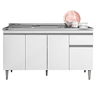 Balcão de Pia 145cm Branco: Organize sua Cozinha! - imagem 1
