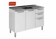Balcão Cozinha Itatiaia Tarsila 3 Portas 2 Gavetas Branco com Entrada Pia - imagem 4