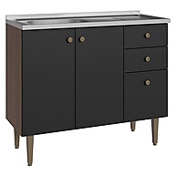 Balcão Gabinete com Pia 105cm Rustic/Preto Gourmet Madesa - imagem 1