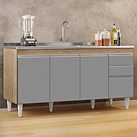 Balcão Gabinete com Pia Inox 160cm Arkansas – Organização e Estilo na Sua Cozinha - imagem 1