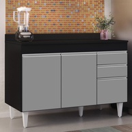 Balcão Gabinete para Pia 120cm Michigan Preto/Cinza Lumil - imagem 1