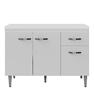 Balcão Gabriela Branco 120cm com 3 Portas e Gaveta AJL Móveis - imagem 1