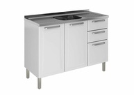 Balcão Cozinha Itatiaia Tarsila 3 Portas 2 Gavetas Branco com Entrada Pia - imagem 1